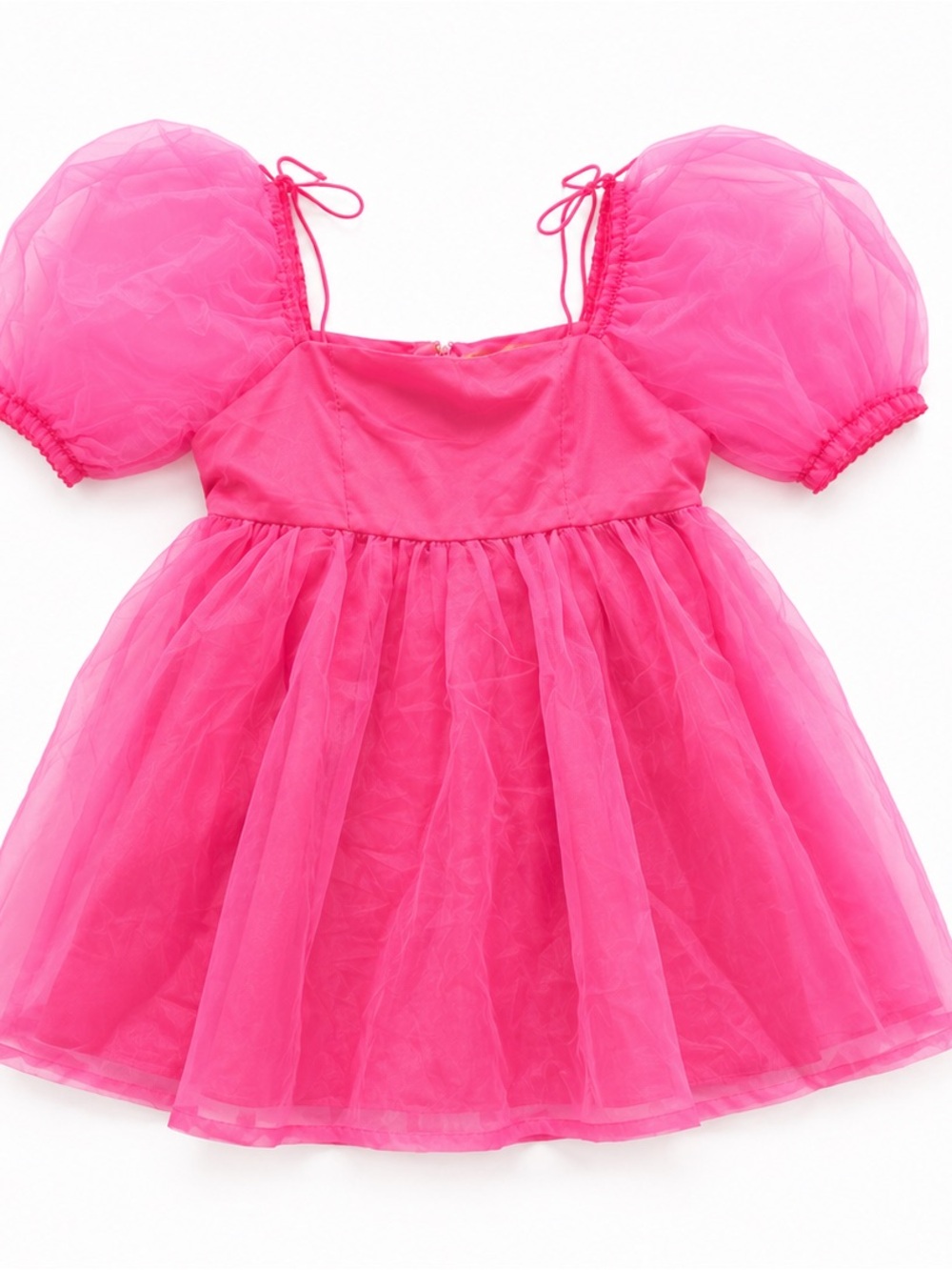 Judith March Hot Pink Puff Sleeve Babydoll Dress Size Large